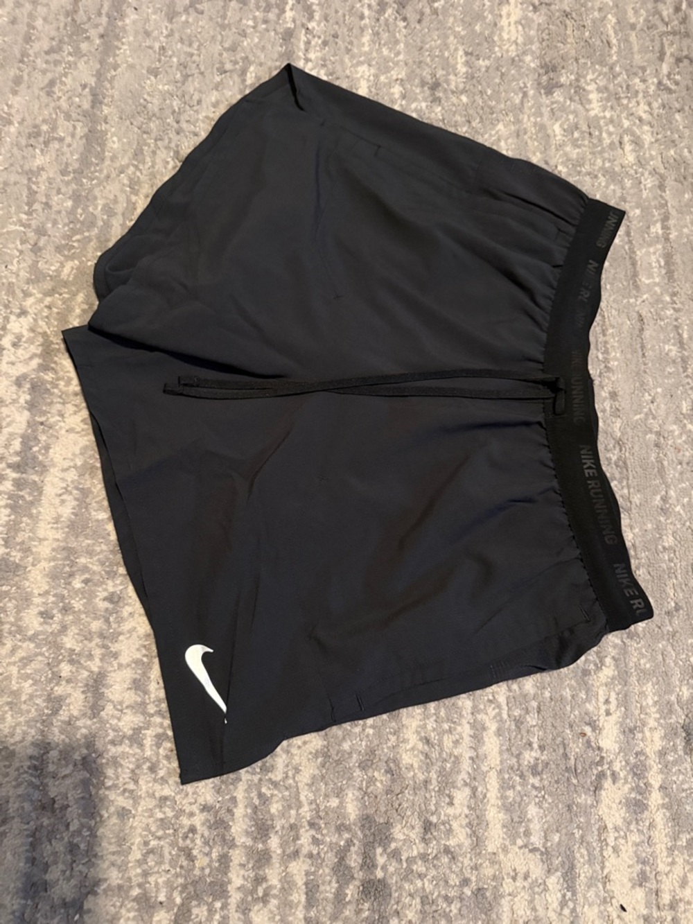 Nike Women’s Black Athletic Running Shorts with White Swoosh